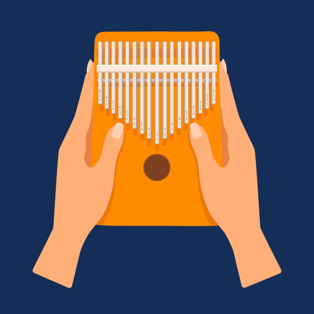 拇指钢琴卡林巴17键。安比拉琴。女人的手握着一种乐器。手指口袋便携式钢琴。图片下载