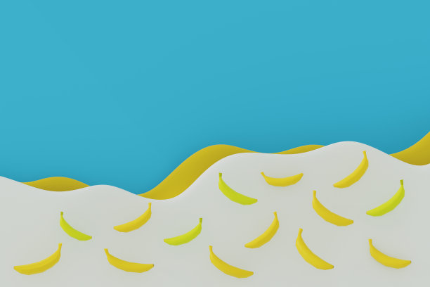 香蕉与新鲜牛奶喷溅3d插图。图片下载