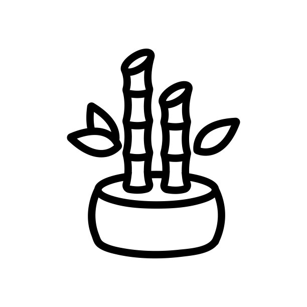 盆栽竹子图标矢量轮廓插图图片下载