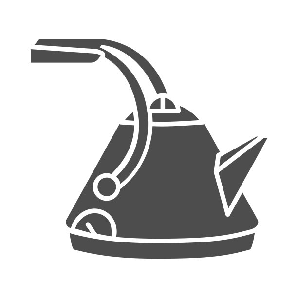 复古厨房茶壶固体图标，厨房用具概念，复古茶壶与处理标志在白色的背景，家庭茶壶使茶图标在象形风格的移动。矢量图形。图片下载