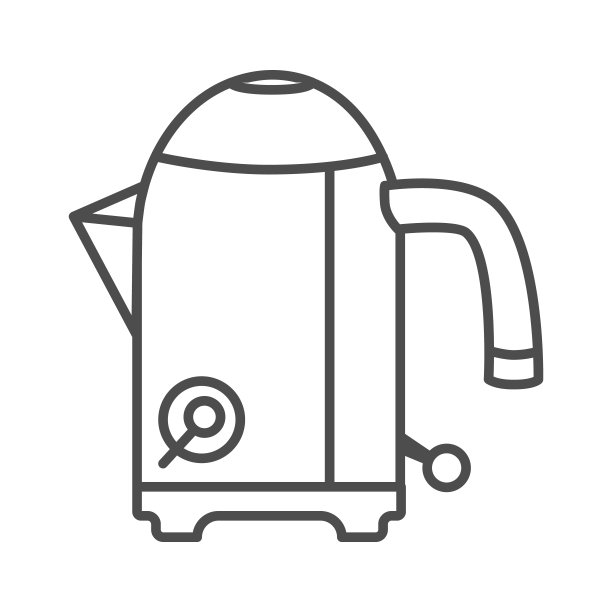 现代电热水壶细线图标，家用电器概念，白色背景上的电钢热水器标志，移动设备轮廓样式的电茶壶图标。矢量图形。图片下载