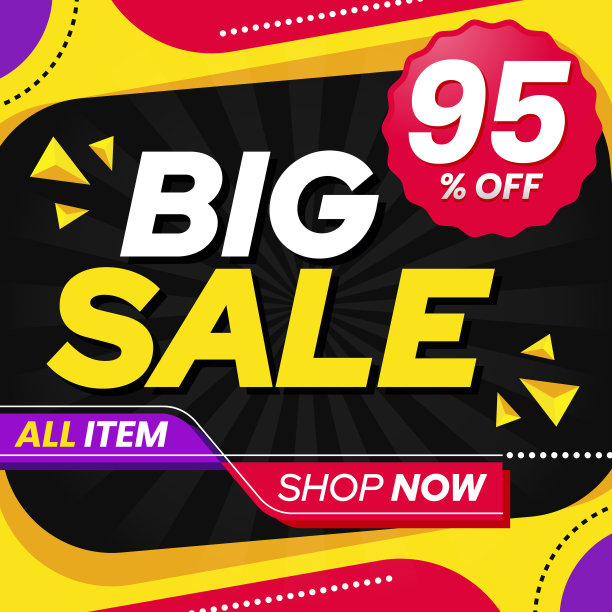 抽象彩色大减价95%横幅背景图片下载