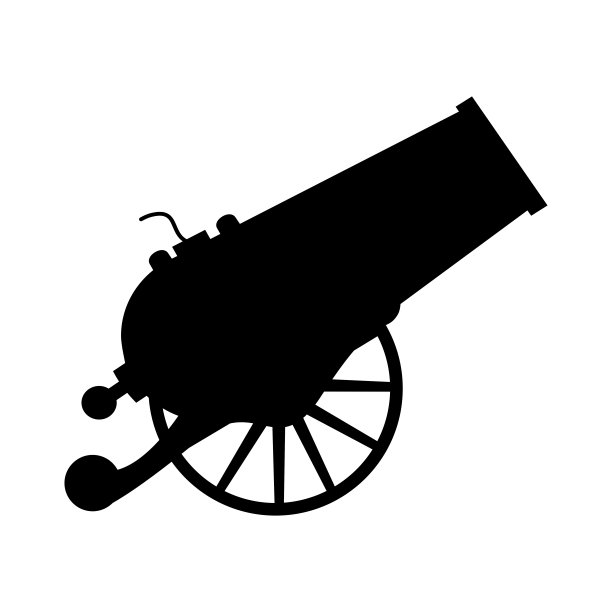 大炮的剪影在透明的背景上。向量大炮图标图片下载