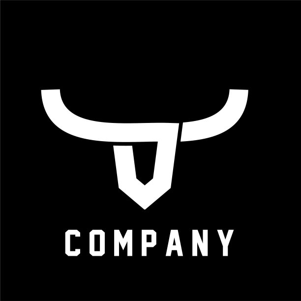 抽象牛头黑白标志图标设计图片下载