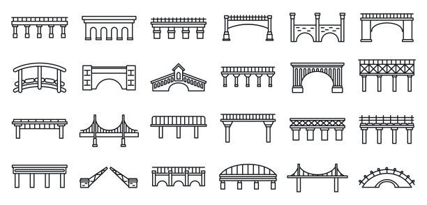 桥梁建设图标设置，轮廓样式图片下载