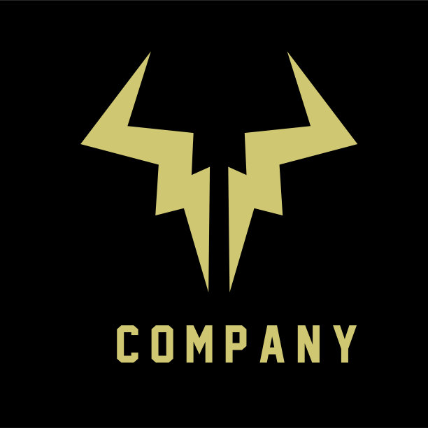 抽象牛头金标志图标设计图片下载