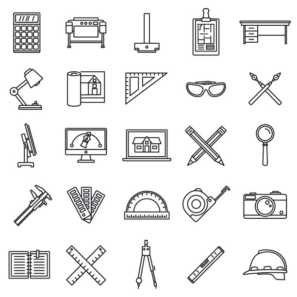 建筑材料工具图标设置，轮廓样式图片下载