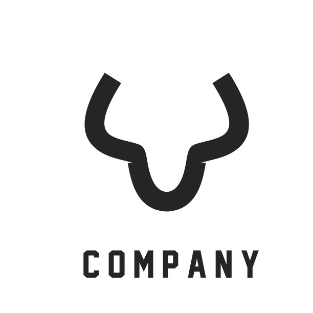抽象牛头黑白标志图标设计图片下载