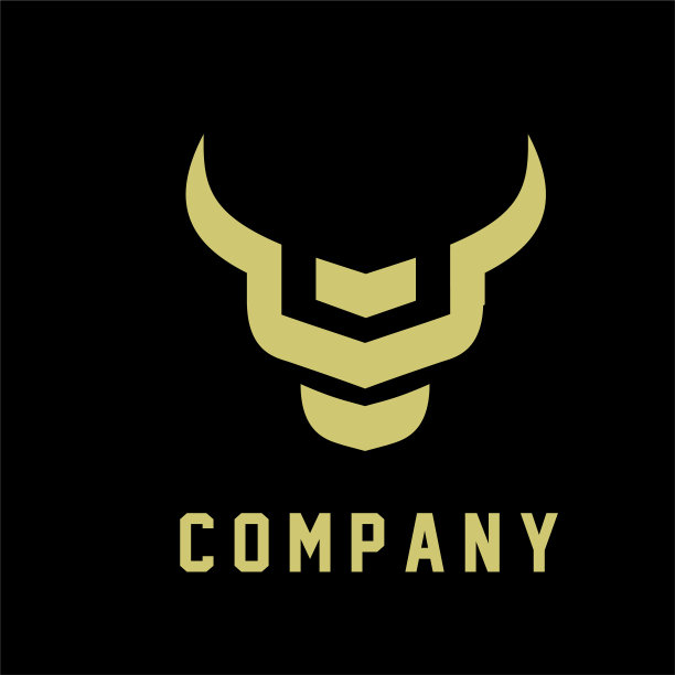 抽象牛头金标志图标设计图片下载