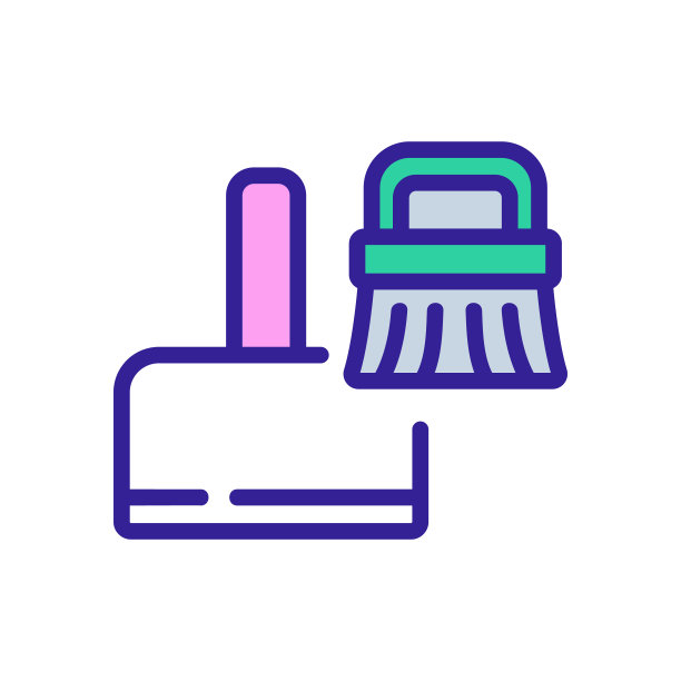 簸箕和画笔图标矢量轮廓插图图片下载