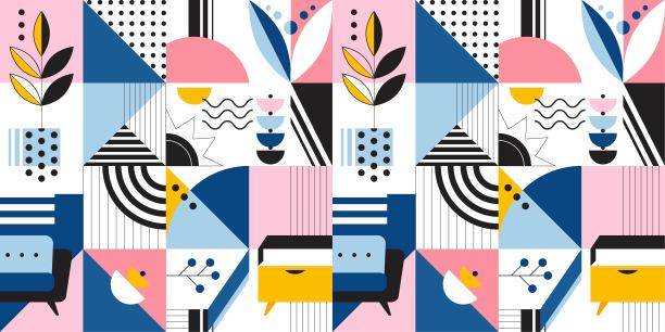 抽象无缝图案与几何形状和家居装饰元素。图片下载