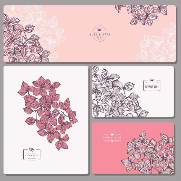 一套创意名片模板和婚礼传单图片下载