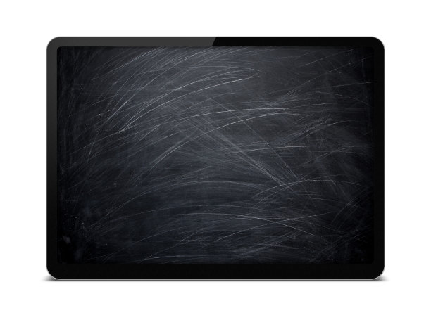 (剪切路径)黑板背景在数字平板电脑隔离图片下载