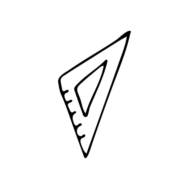 涂鸦三角形标尺图标矢量。手绘三角形标尺图标矢量图片下载