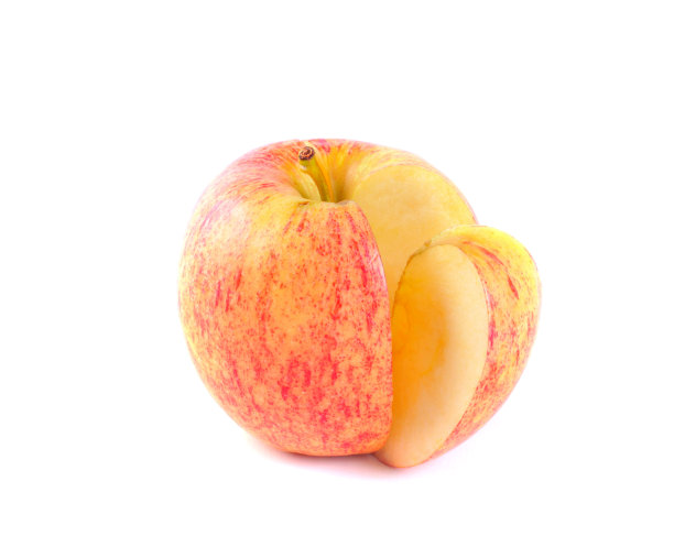 苹果皇家gala水果切片在白色的背景。图片下载
