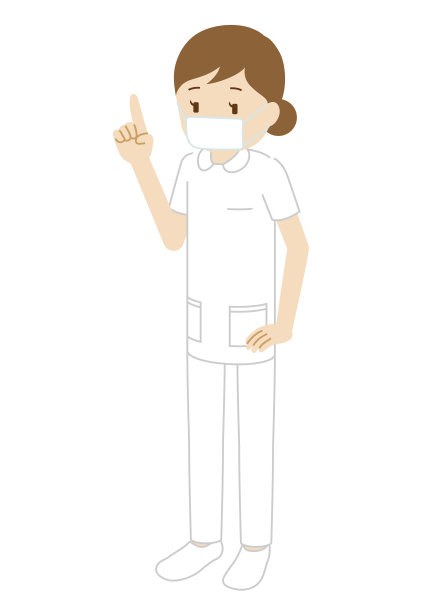 一名戴面罩的女护士的插图(指着的姿势)图片下载