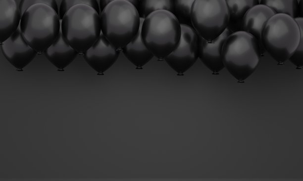 气球3DCG图像背景/黑色图片下载