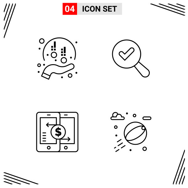 4图标线条样式基于网格的创意轮廓图片下载