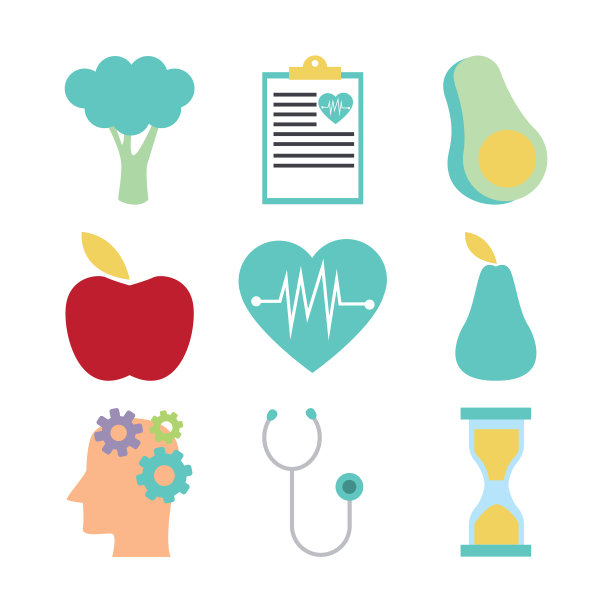 水果和蔬菜和健康相关的图标设置图片下载