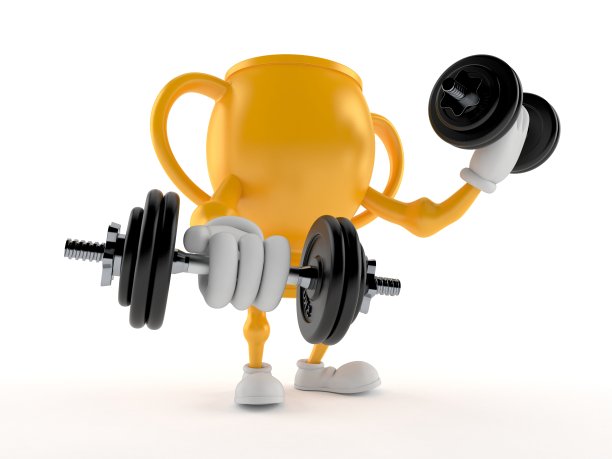 拥有哑铃的金色奖杯角色图片下载