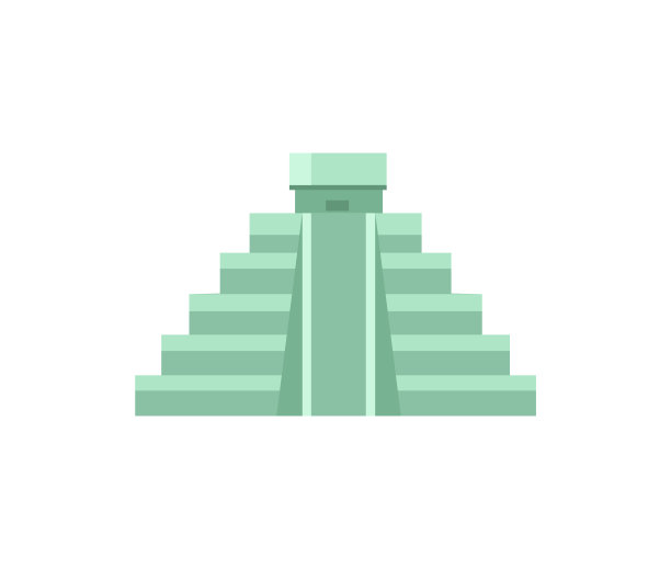 古玛雅金字塔，顶部有小寺庙图片下载