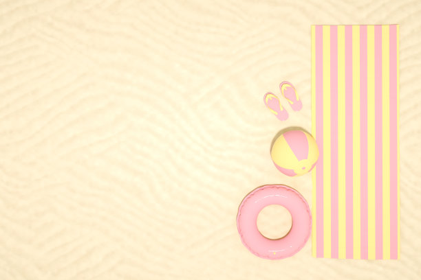 俯视图的海滩，沙背景，最小的夏季概念图片下载