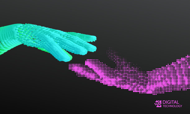 手伸向对方。人际关系、团聚或伙伴关系的概念。连接结构。3 d矢量插图。图片下载