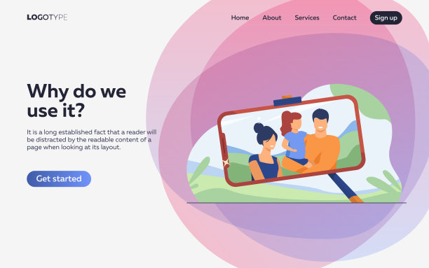 手机屏幕上的家庭自拍照片图片下载