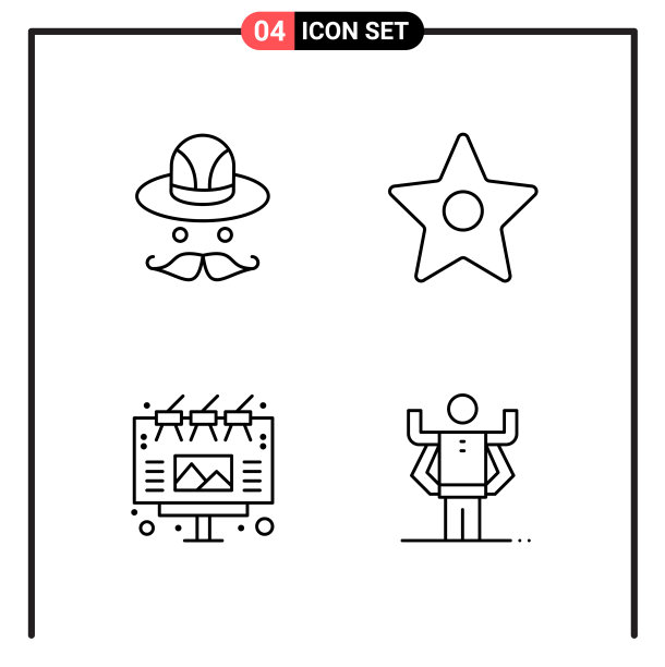 为网页和移动设置4个线条样式图标图片下载