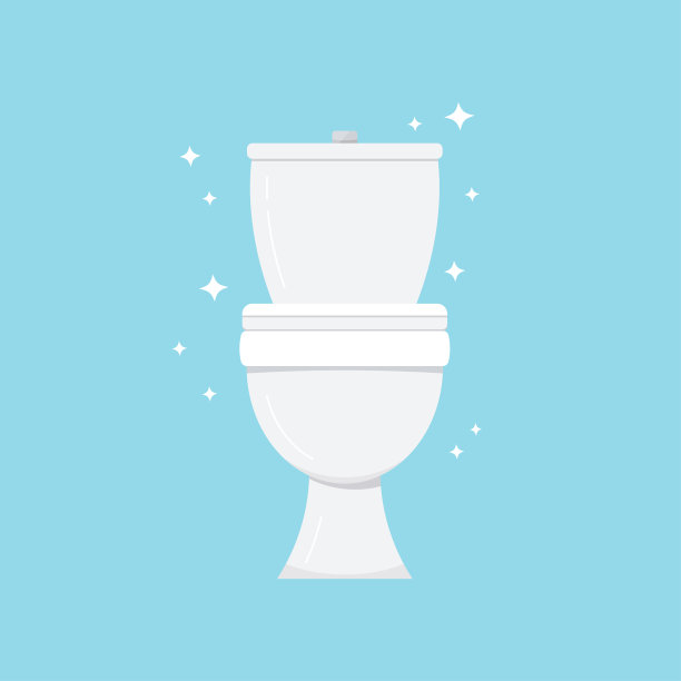 白色抽水马桶孤立在蓝色背景。图片下载