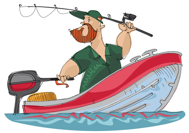 小摩托艇上的长胡子渔夫图片下载