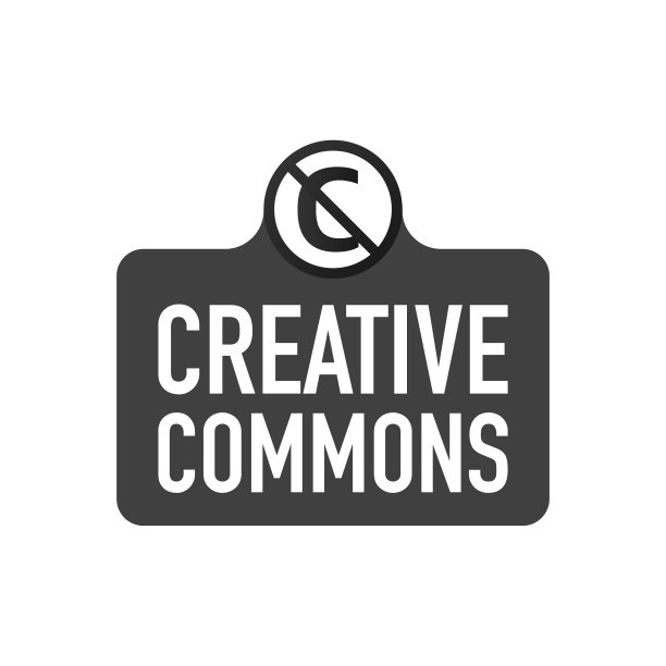 带有圆形CC图标的知识共享版权管理标志矢量库存插图图片下载