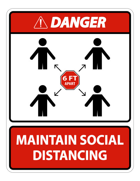 保持社交距离，保持6英尺的距离标志，冠状病毒- COVID-19标志隔离在白色背景，向量插图EPS.10图片下载