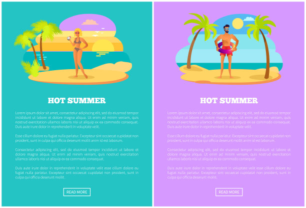 炎热的夏天网络海报设置女人在比基尼男人图片下载