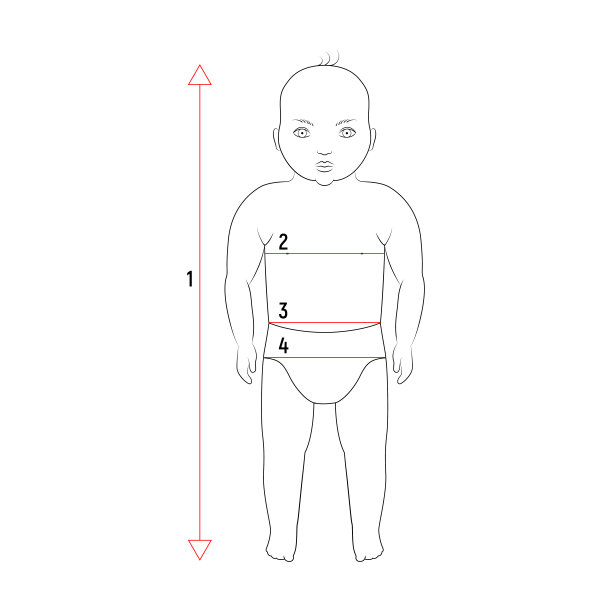 裁剪和缝纫婴儿身材的尺寸。图片下载