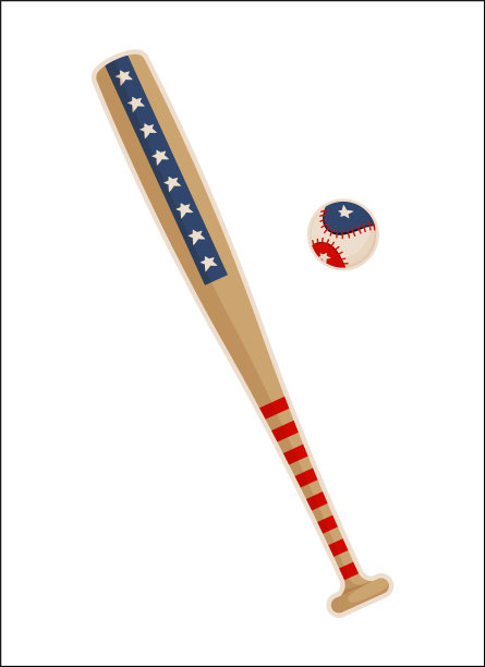 棒球棒和球与美国符号模式图片下载