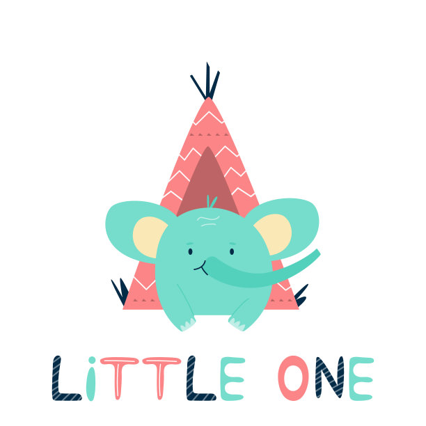 小屋里的大象真可爱。矢量插图的婴儿送礼卡，邀请，儿童印刷品图片下载