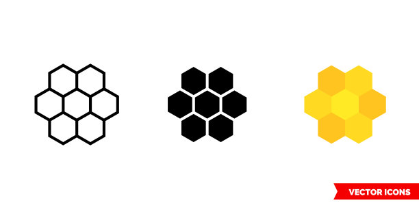 细胞，蜂巢3种类型的图标。孤立向量符号符号图片下载