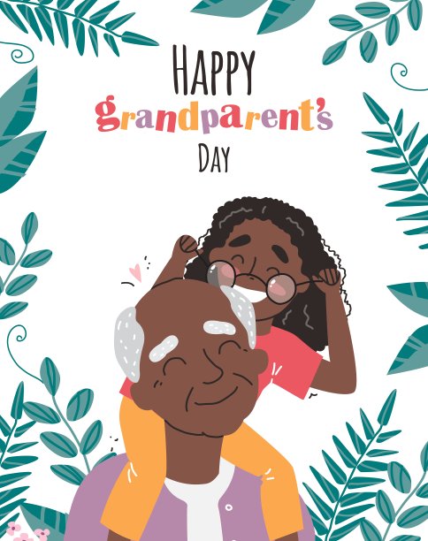 一位老人和他的孙女玩得很开心图片下载