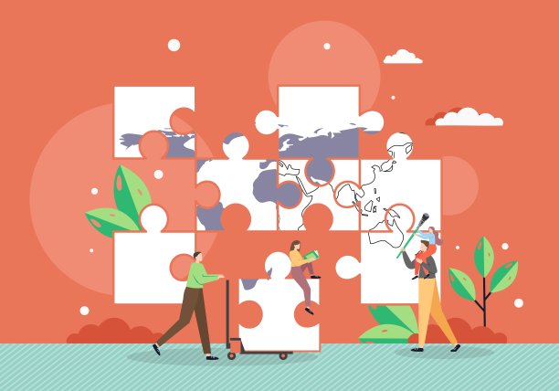 父母创建的世界的孩子，矢量平面插图图片下载