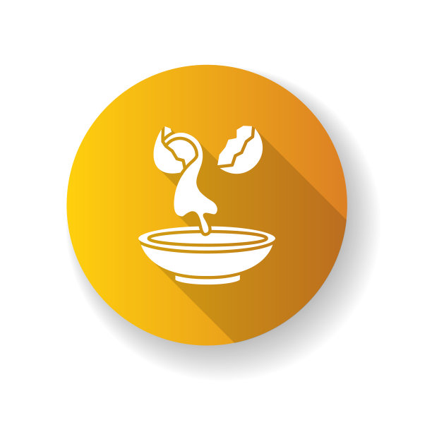 蛋白橙平面设计长影字形图标。带蛋白的破壳。皮肤病学治疗与有机成分。化妆品成分。剪影RGB彩色插图图片下载