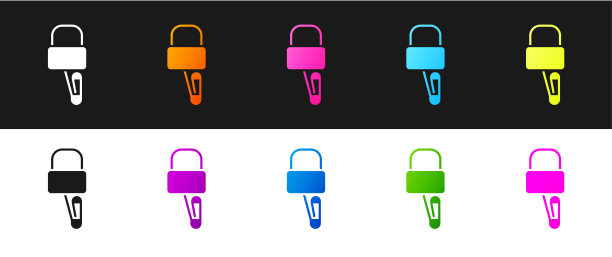 设置开锁或开锁图标隔离在黑色和白色背景。矢量图图片下载