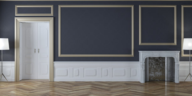 空魅力古董客厅装修和壁炉的权利图片下载