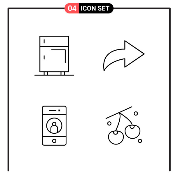 为网页和移动设置4个线条样式图标图片下载