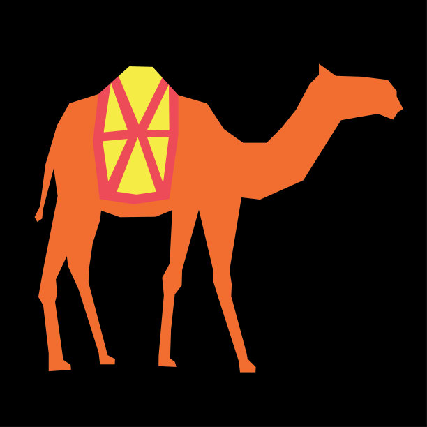有鞍的骆驼的卡通插图。图片下载