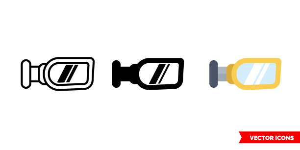 3种类型的后视镜图标。孤立向量符号符号图片下载