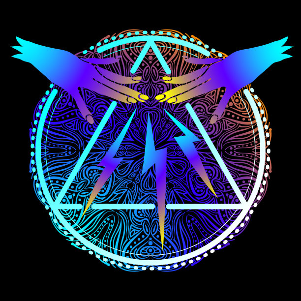 闪光的人的手。占星术,曼荼罗。炼金术、哲学、灵性。神圣的几何设计。神圣几何学，和谐，神秘，瑜伽，平衡，纹身。迷幻的设计。60年代嬉皮士艺术图片下载