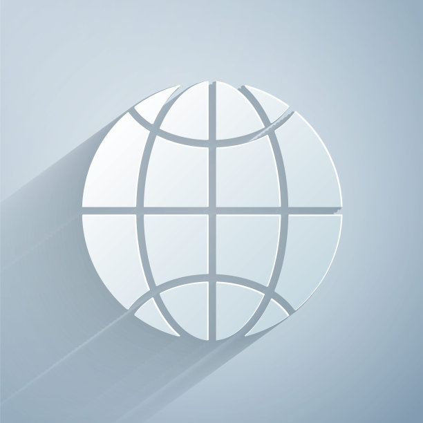 全球科技或社交网络图标孤立在灰色背景上。纸艺术风格。矢量图图片下载