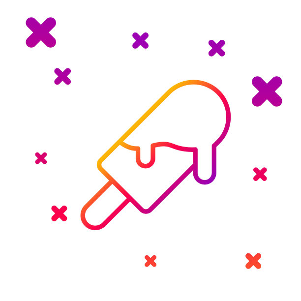 颜色线冰淇淋图标孤立在白色背景。甜蜜的象征。梯度随机动态形状。向量图片下载