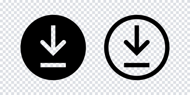 下载图标。向量孤立的元素。黑色矢量下载网页标志。技术的概念。向量黑色孤立箭头。图片下载